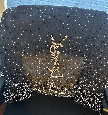 ysl saint laurent jacket, black ombré denim, rhinestone  